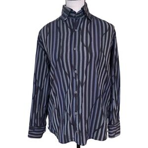 Luchiano Visconti Pastel Embroidered 3D Striped Long Sleeve Button Down Shirt